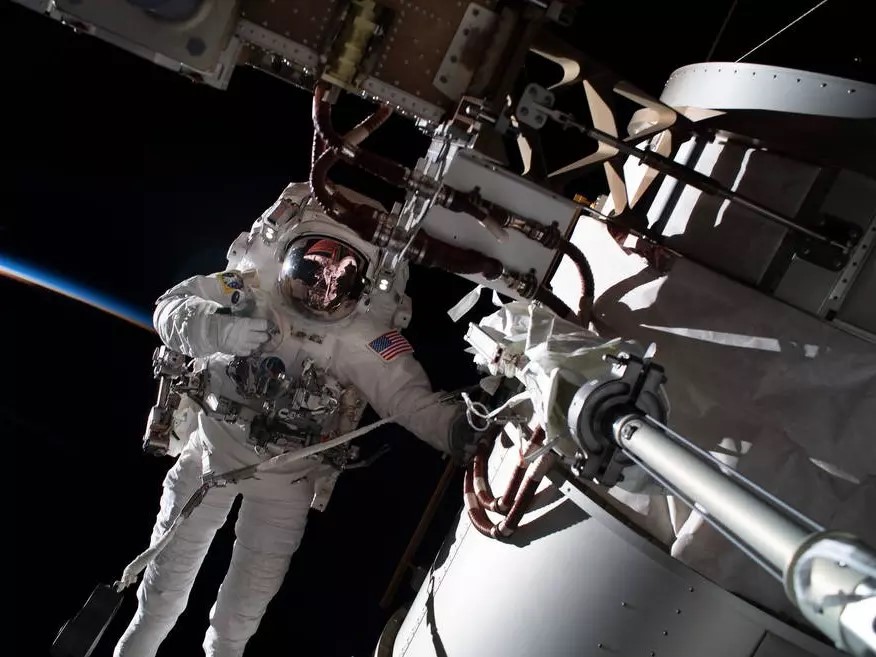 Astronomer Frank Rubio during a spacewalk in 2023