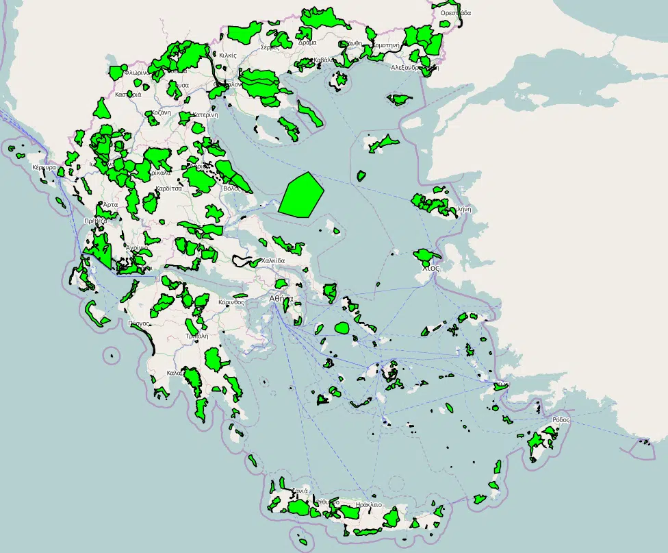 Natura 2000 locations in Greece