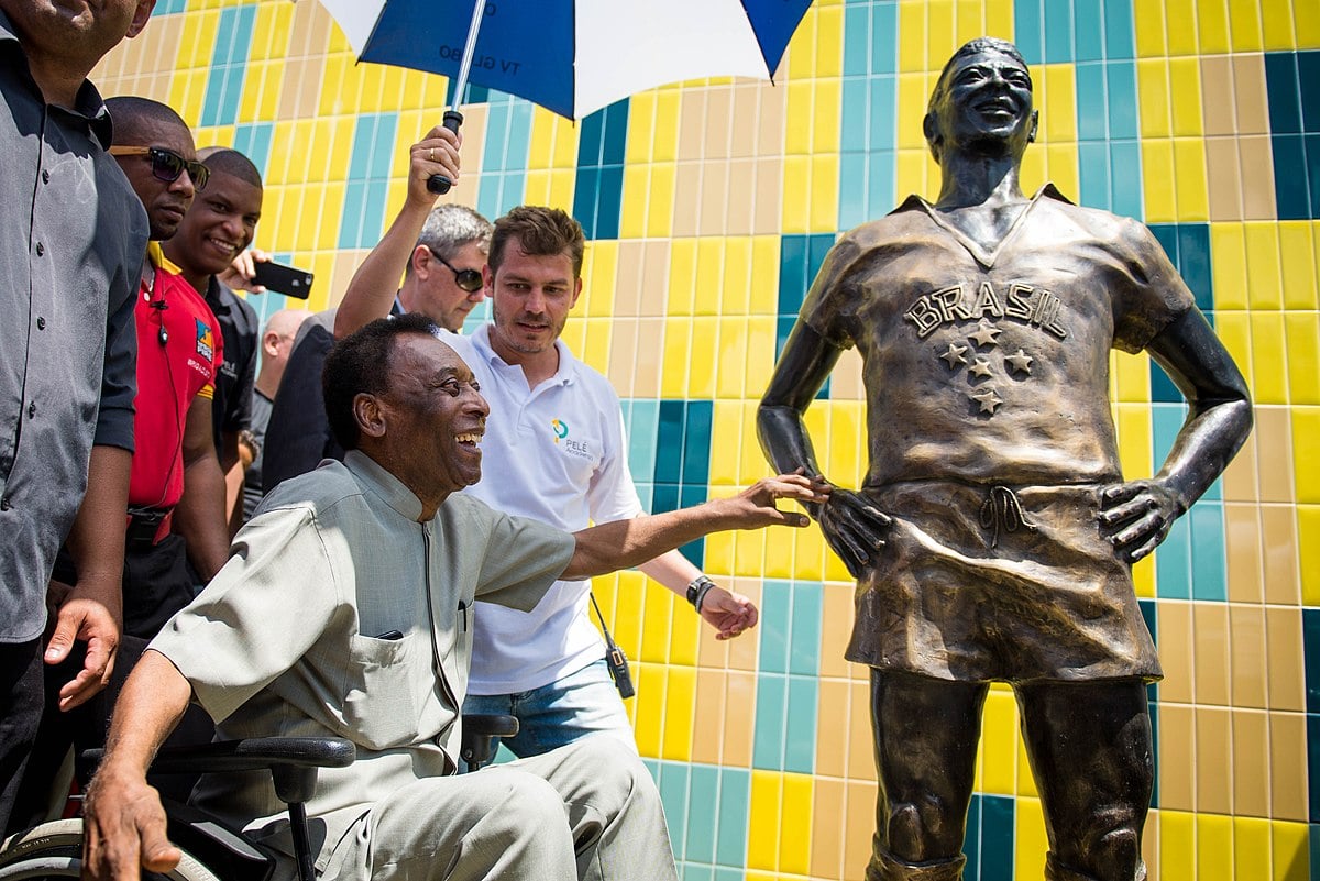 Pele in 2018 at the unveiling of his statue in Rio de Janeiro