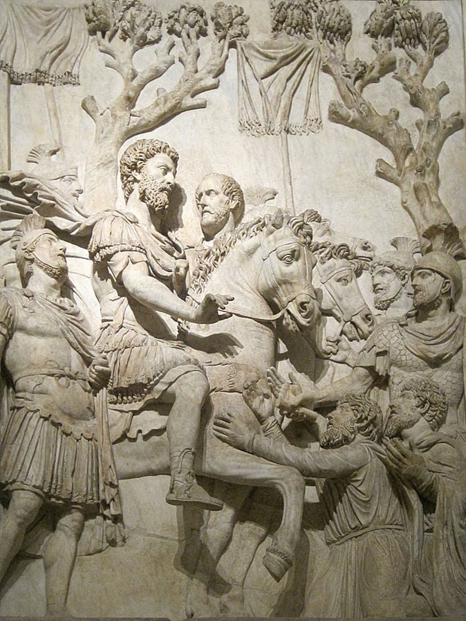 Relief from honorary monument to Marcus Aurelius representing the submission of the Germans.