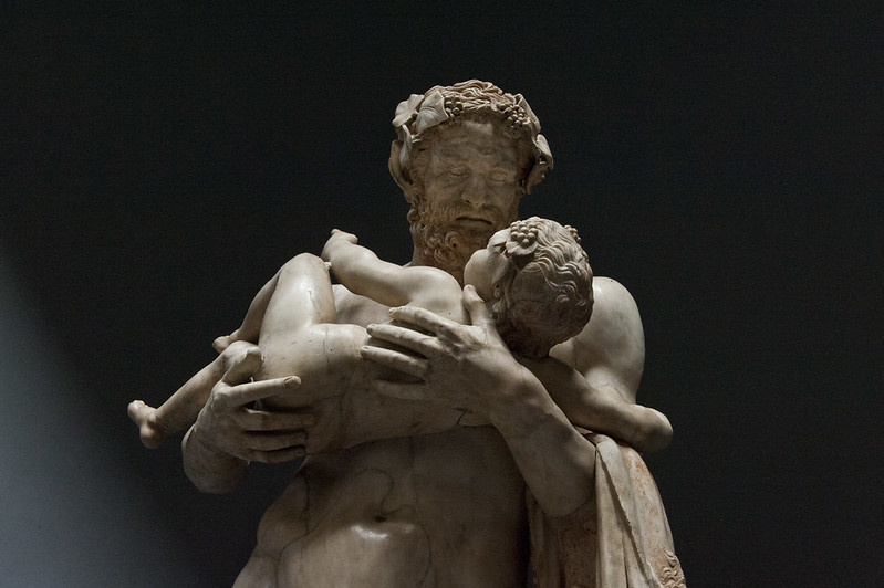 Silenus holding infant Dionysus. Ancient Greek roots of Chtistmas