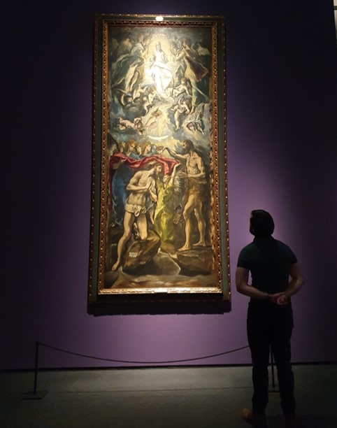 The Baptism of Christ (1608-1614) by El Greco on display at the Museum of Fine Arts, Budapest