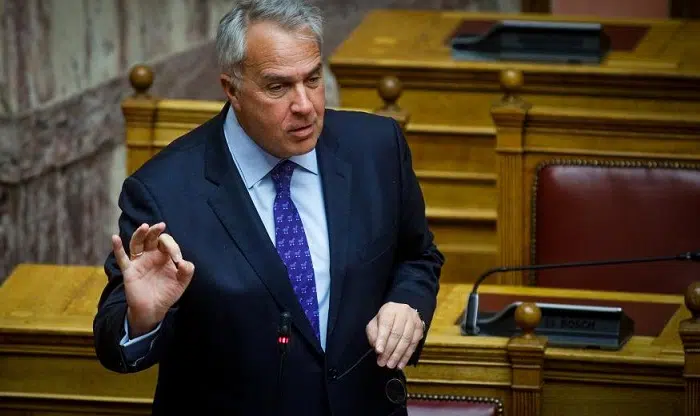 Greek Interior Minister Makis Voridis at the Hellenic Parliament