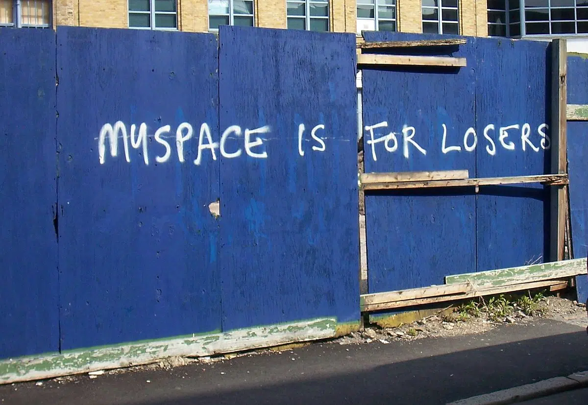 Grafitti mocking Myspace users in East London
