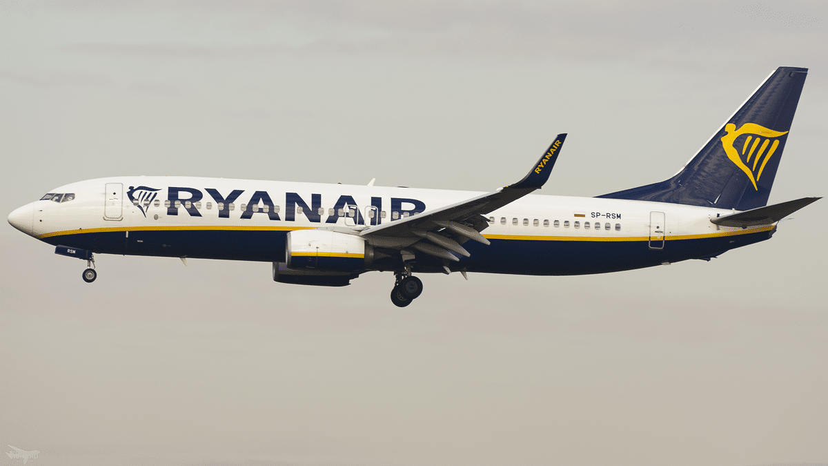 Ryanair airplane flight to Athens airport