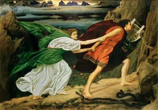 Painting of Orpheus and Eurydice from Greek mythology by Edward Poynter, 1862