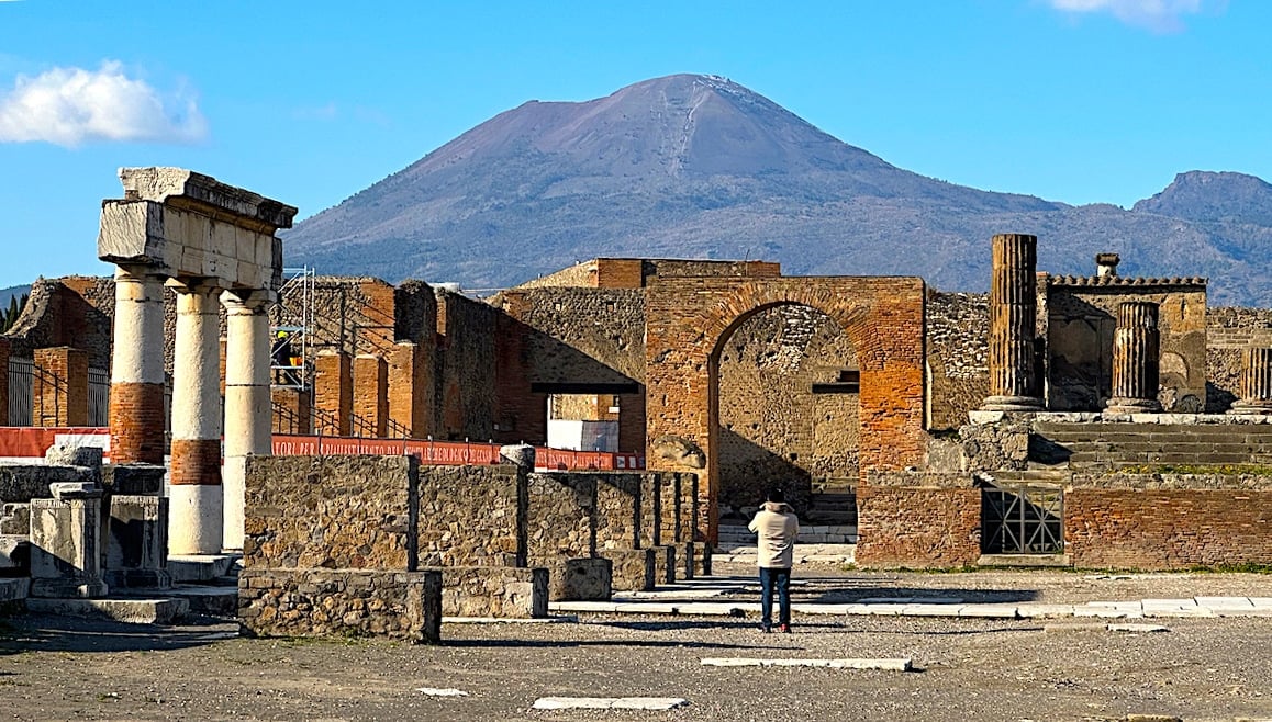 Pompeii and a view of Vesuvius