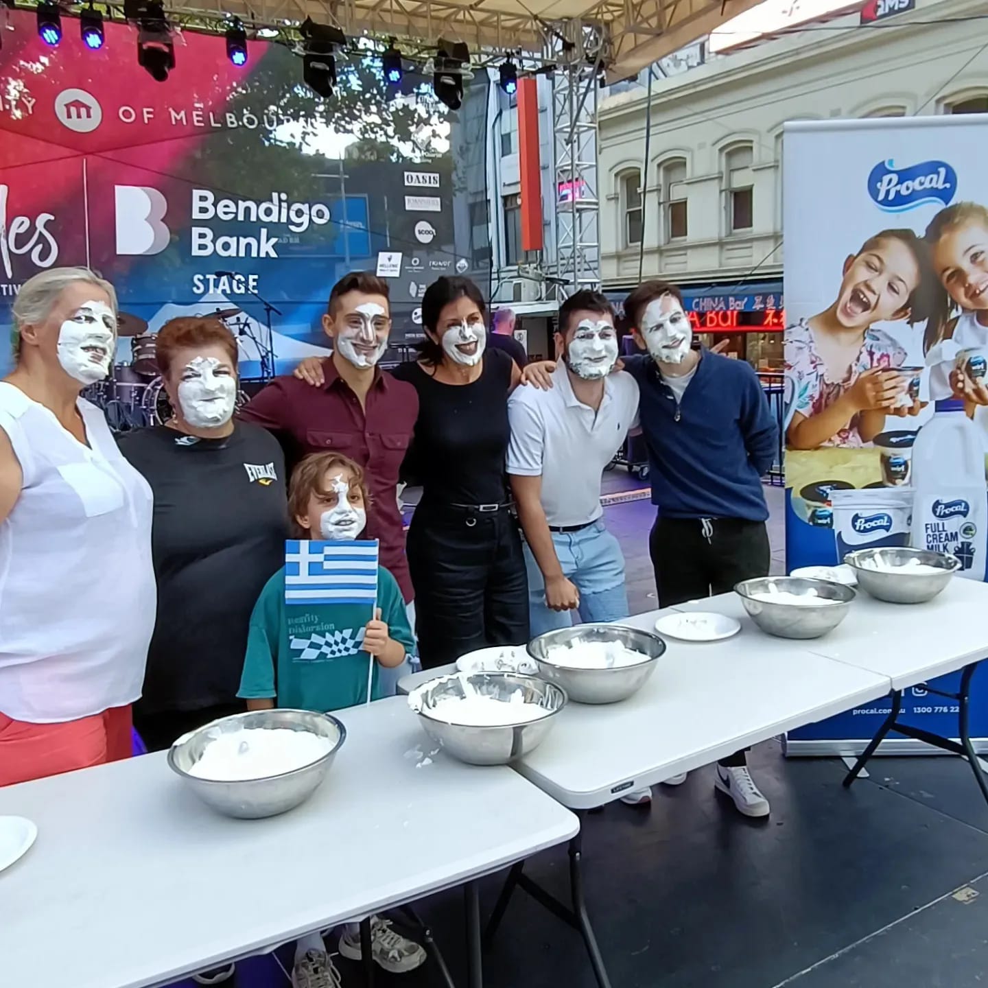 Contestants at the Procal Yoghurt-Eating Competition, Antipodes Festival, Melbourne, February 2023.
