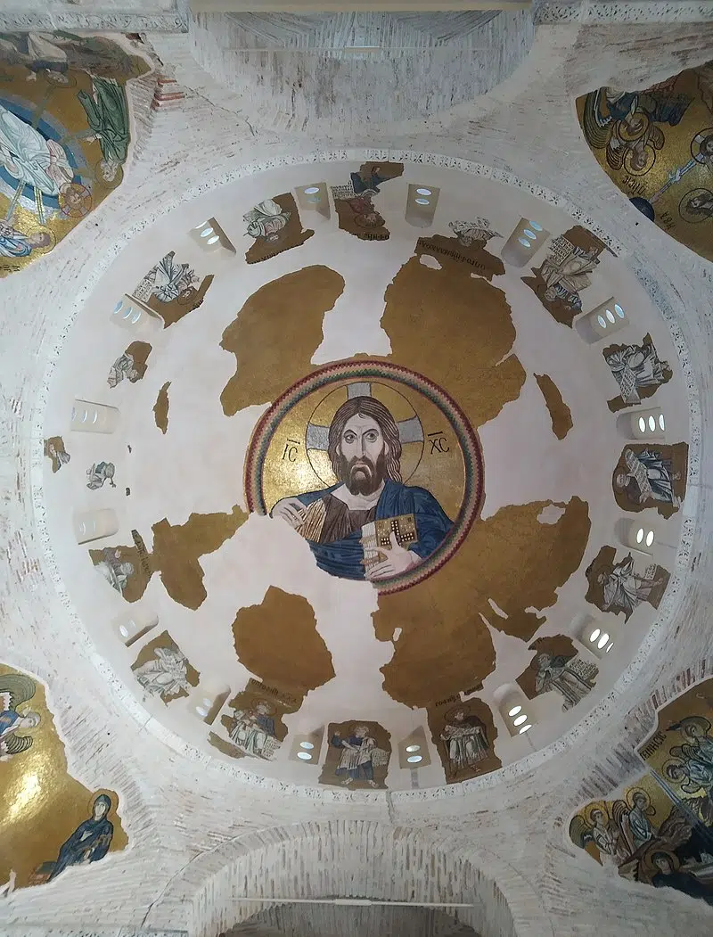 Dome of the Daphni Byzantine Monastery in Athens, depicting Jesus Christ