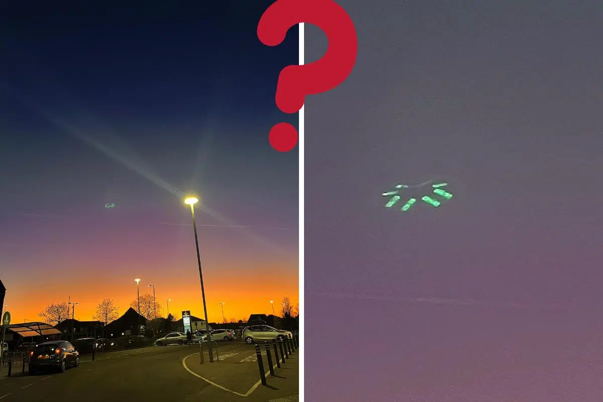 Green glowing UFO in England