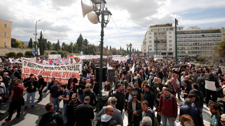 Protesters gathered at Syntagma Square in Athens, Greece, in protest over the Tempi rail disaster