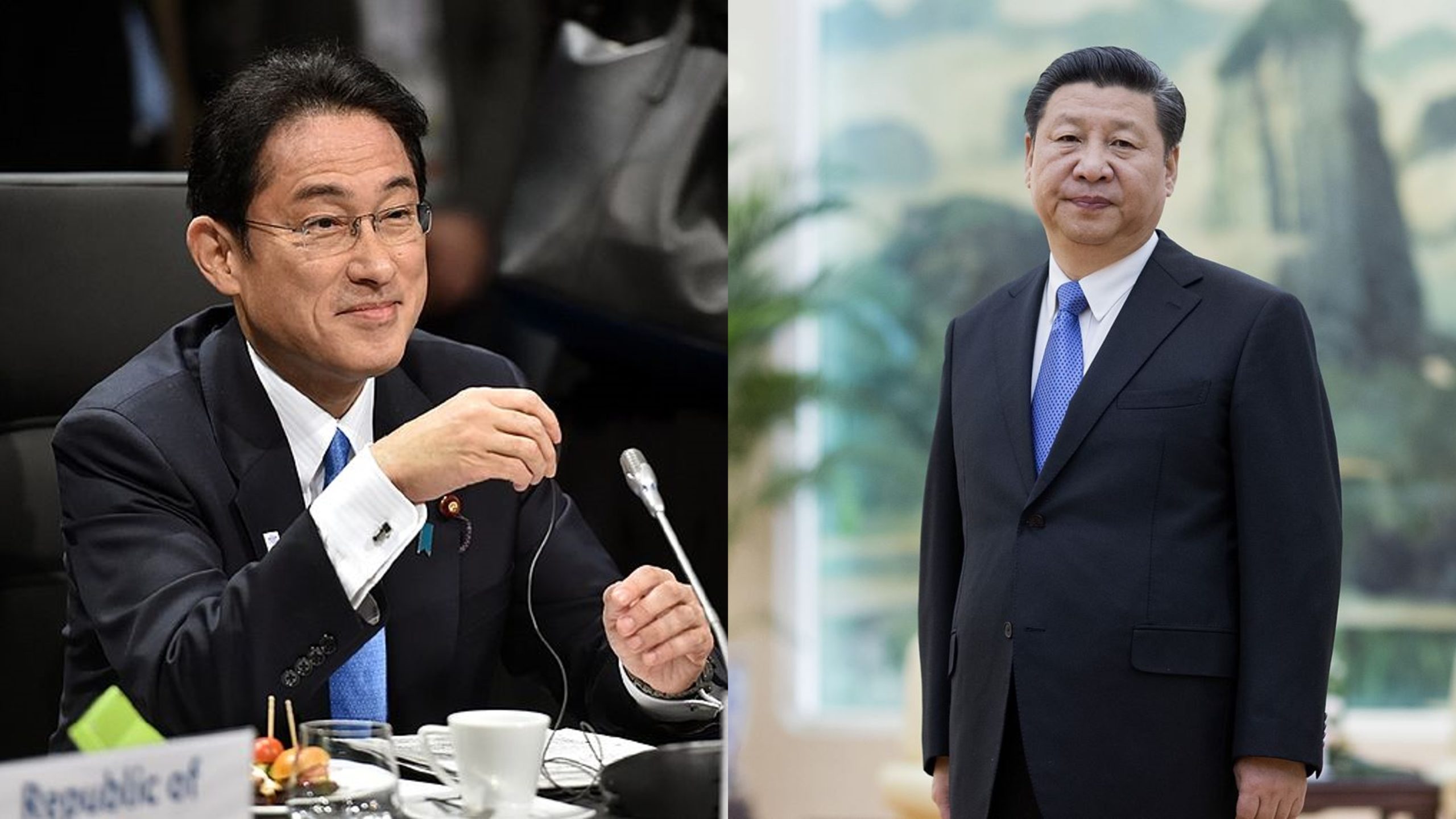Fumio Kishida and Xi Jinping