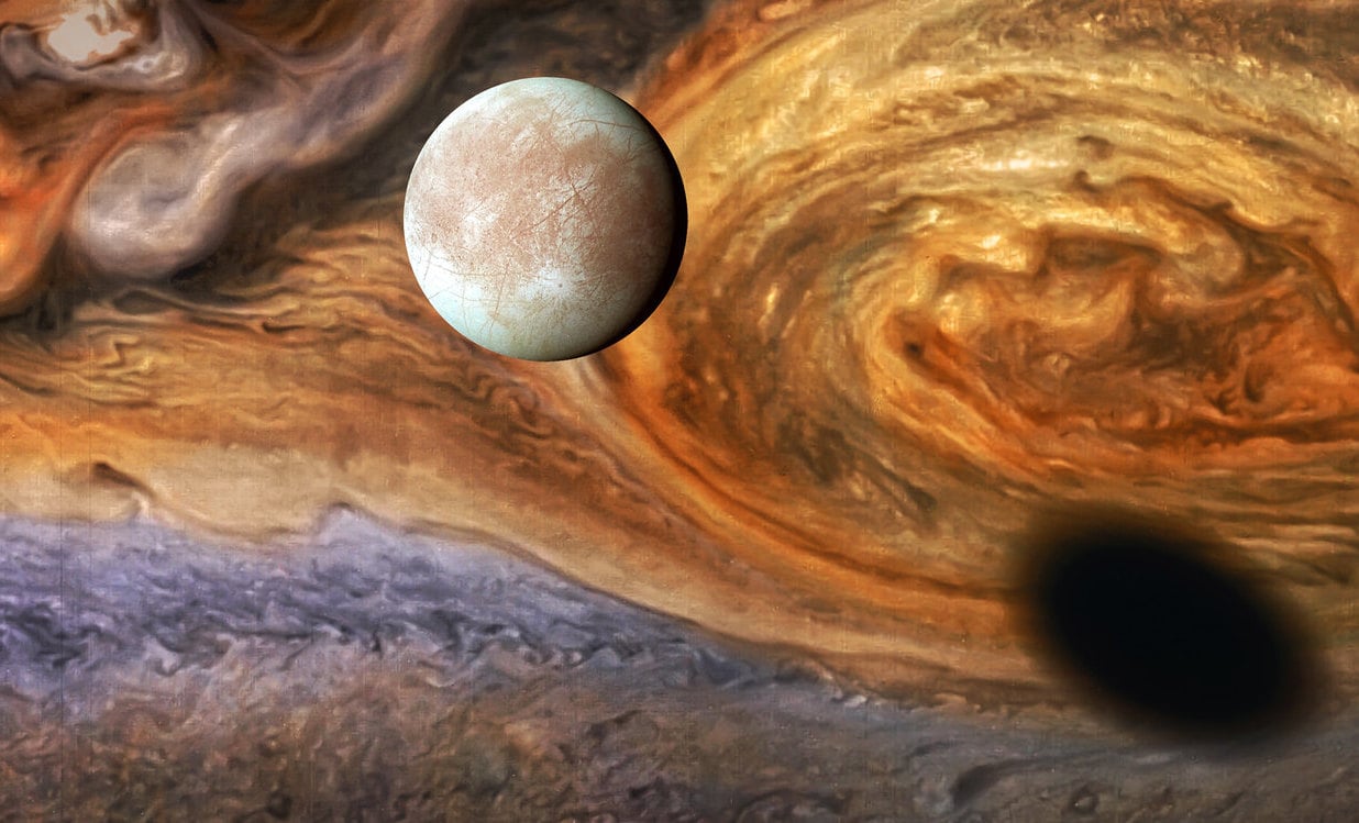 Europa and Jupiter's Great Red Spot