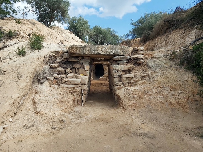 Entrance to the Mycenean tomb at Tithronium, Phthiotis, Central Greece.
