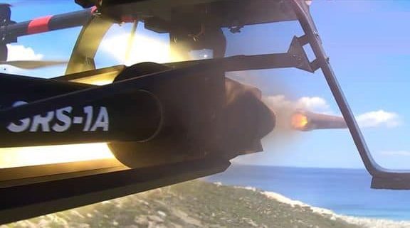 Greek combat drone SARISA SRS-1X UCAV in its first rocket firing trial.