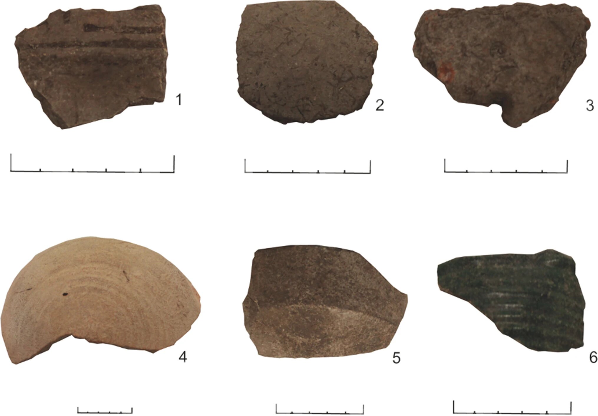 Ceramic samples from the six categories of pottery analysed
