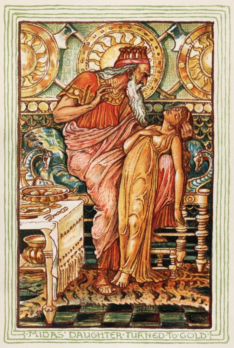 Painting of Midas Accidentally Turning His Daughter to Gold