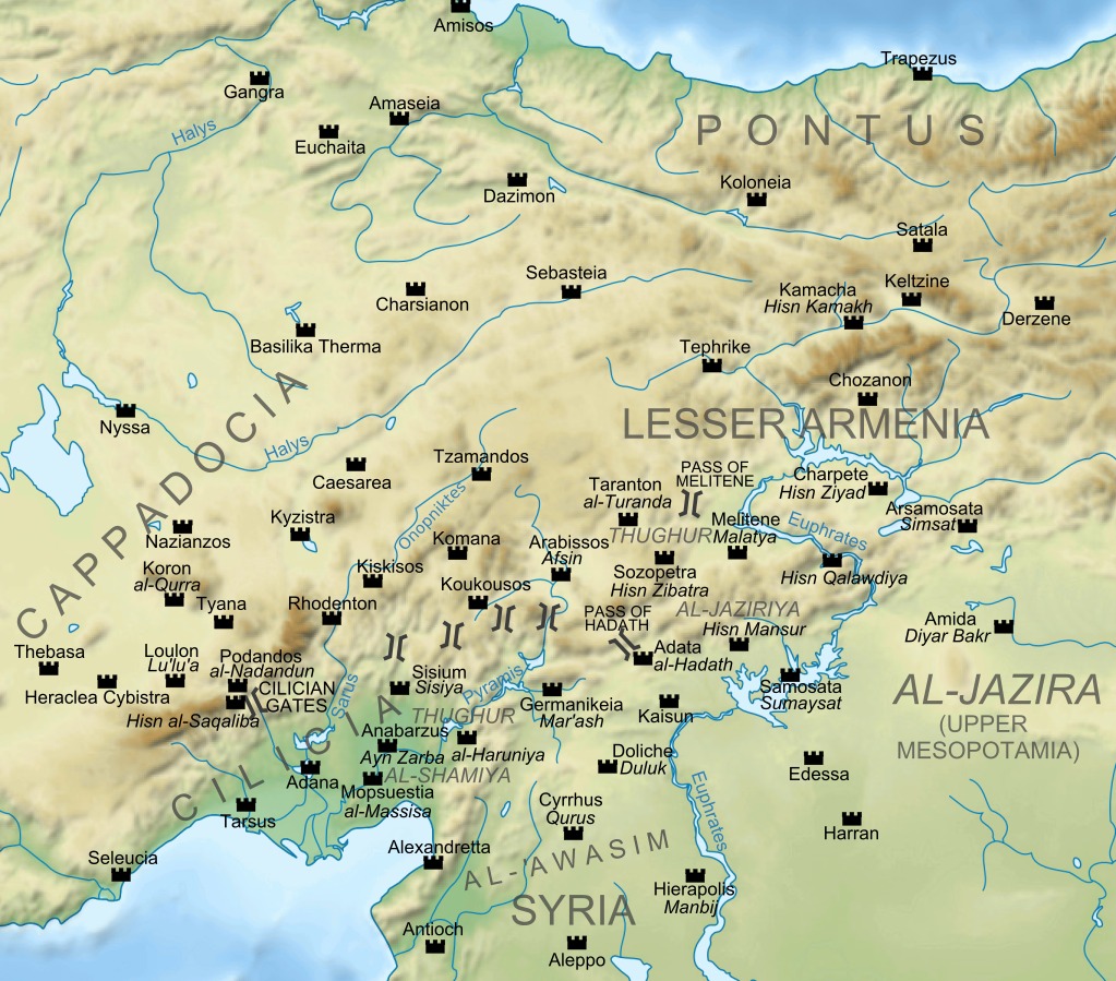 map of the Byzantine-Arab frontier