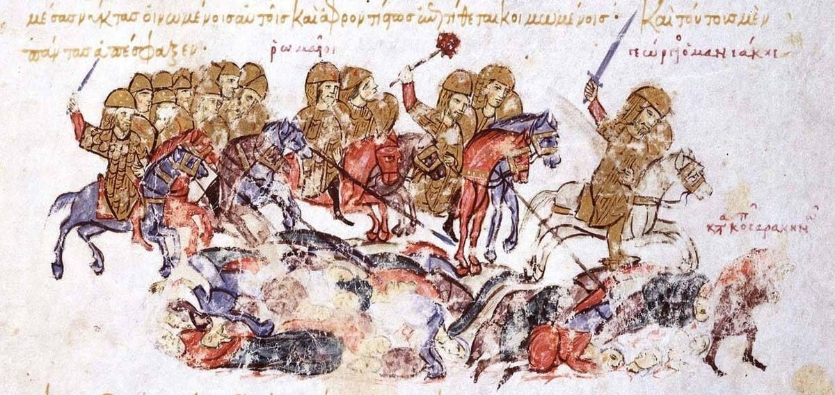 Christian Byzantine army fighting Arab Muslims