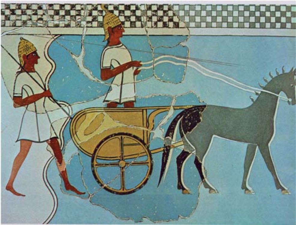 Bronze Age Mycenaean chariot fresco