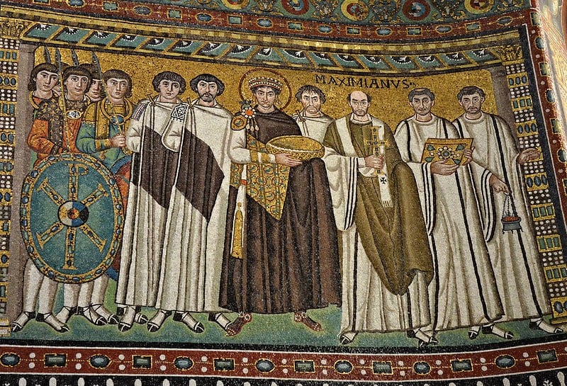 mosaic of Byzantine Emperor Justinian and his retinue