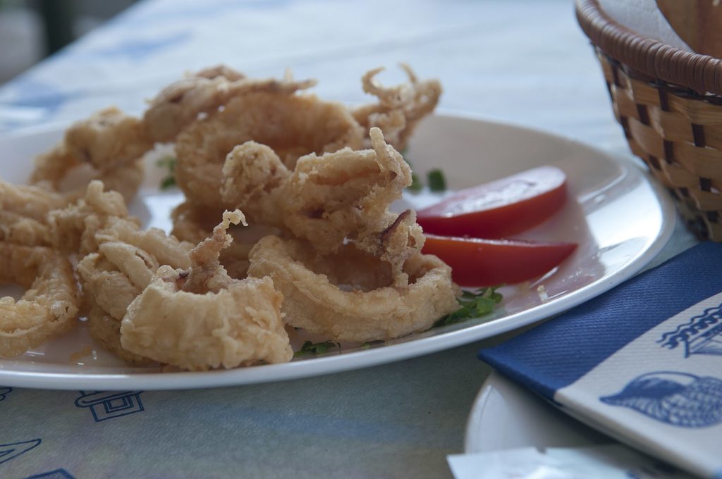 Traditional Greek fried calamari