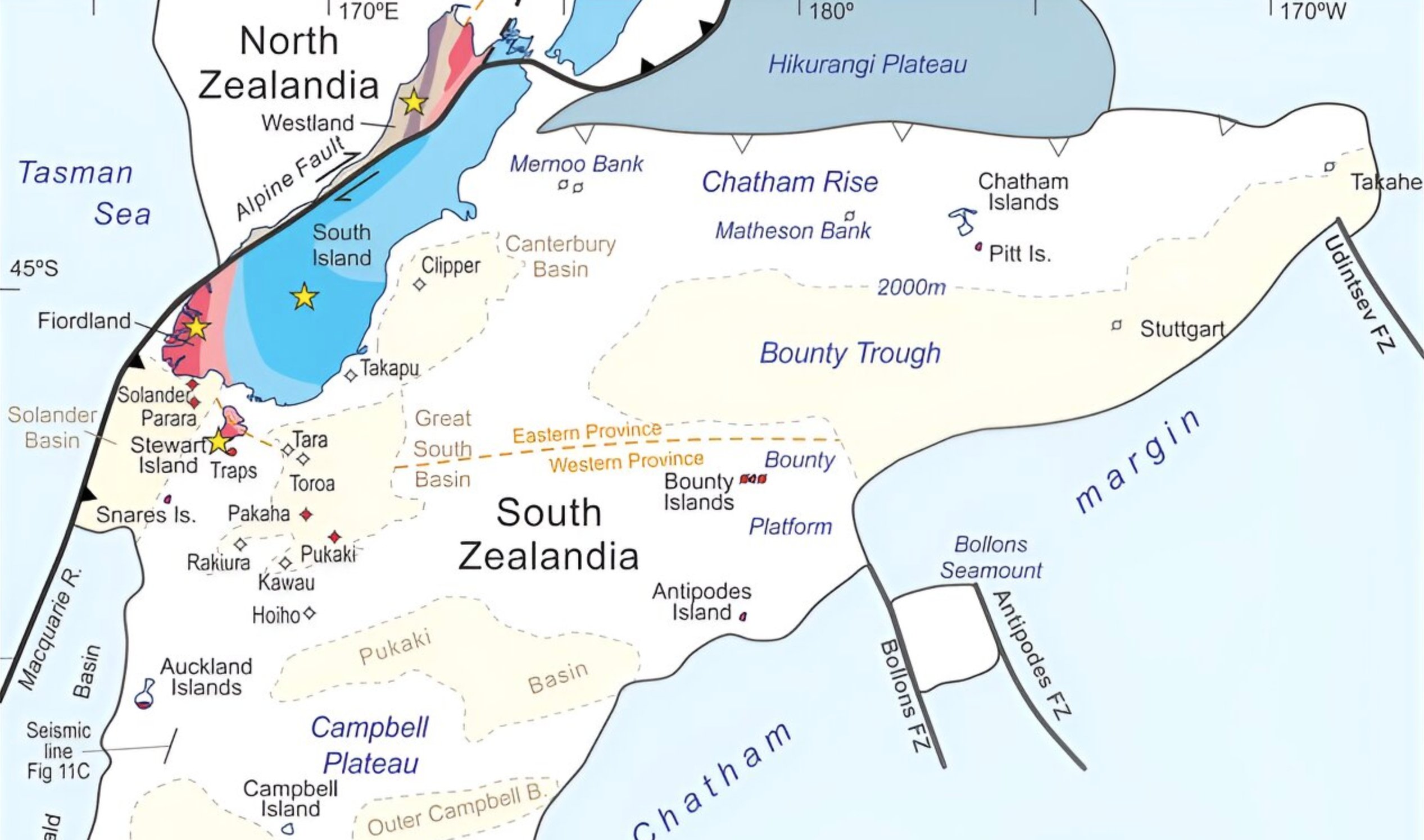 First Geological Map of the lost continent of Zealandia