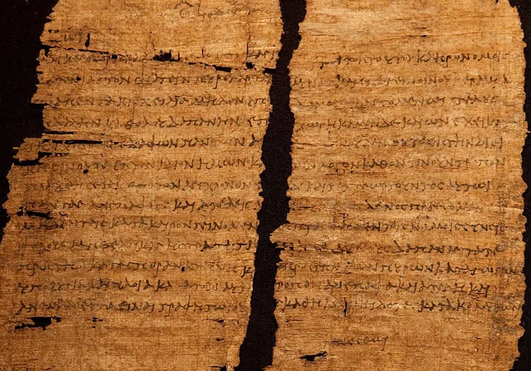 An ancient Papyrus with ancient Greek inscriptions, containing a signature of Cleopatra