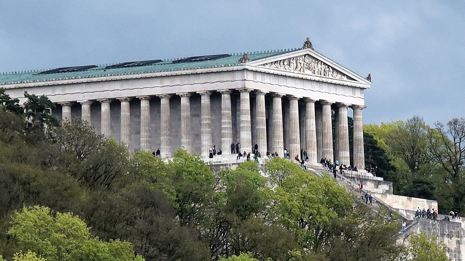 View of Walhalla, German memorial inspired by Acropolis' Parthenon in Athens, Greece