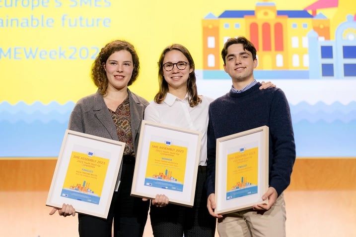 The three finalists of the European Commission's Youth Startup Competition 2023.