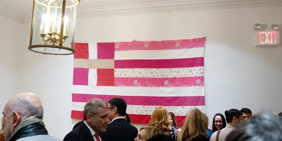 Greek flag pink