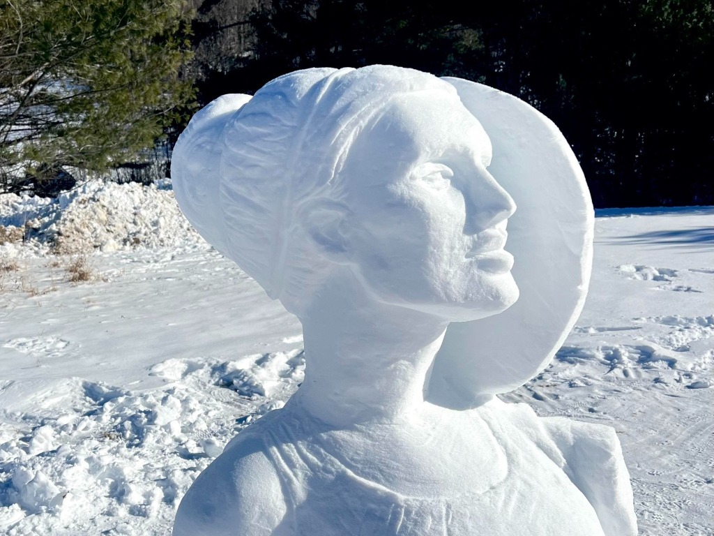 Greek goddess Artemis snow sculpture