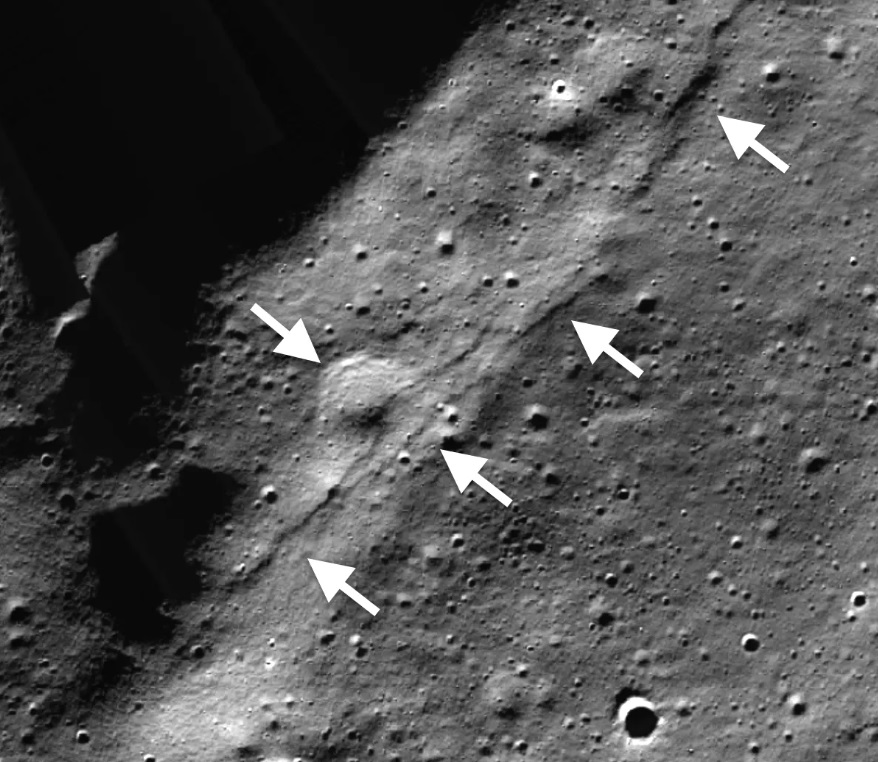 Over recent geologic time, as the moon's interior cooled and contracted the entire moon underwent about 100 meters of shrinking, accompanied by moonquakes
