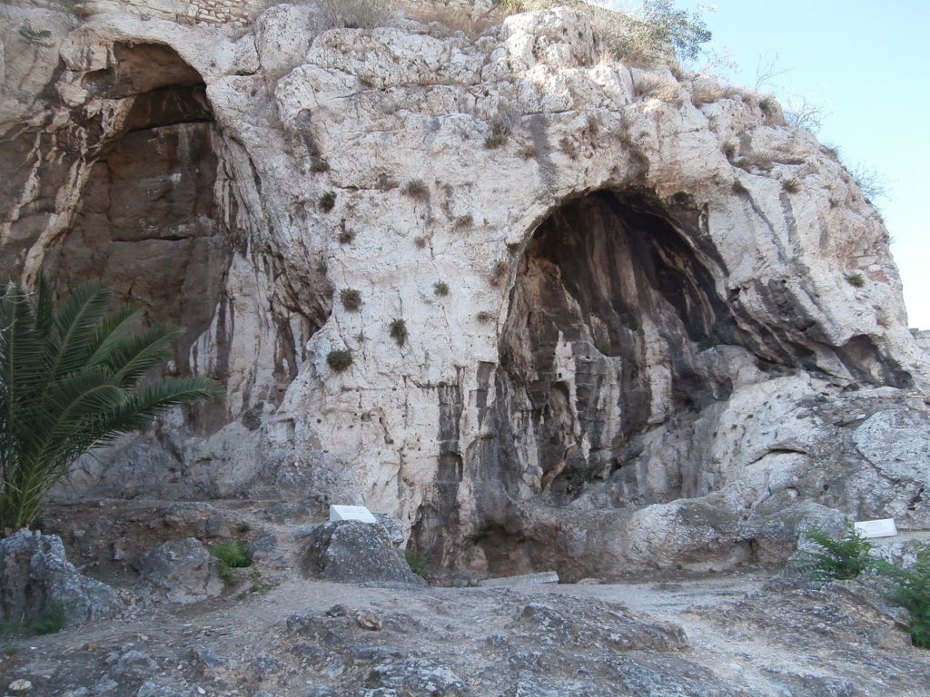 In ancient Greece, caves inside the Acropolis rock served as sanctuaries