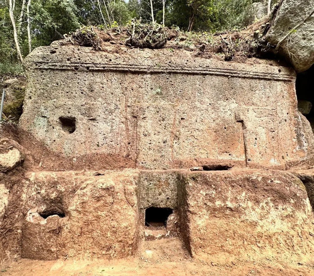 Three-room Etruscan tomb discovered in Barbarano Roman, Italy. 