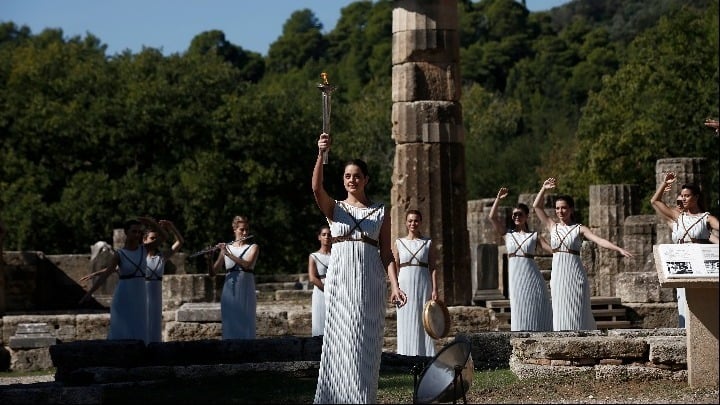olympic flame at ancient Olympia