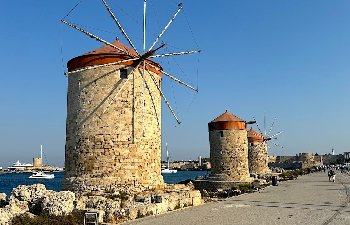 Mandraki Harbor in Rhodes, Greece