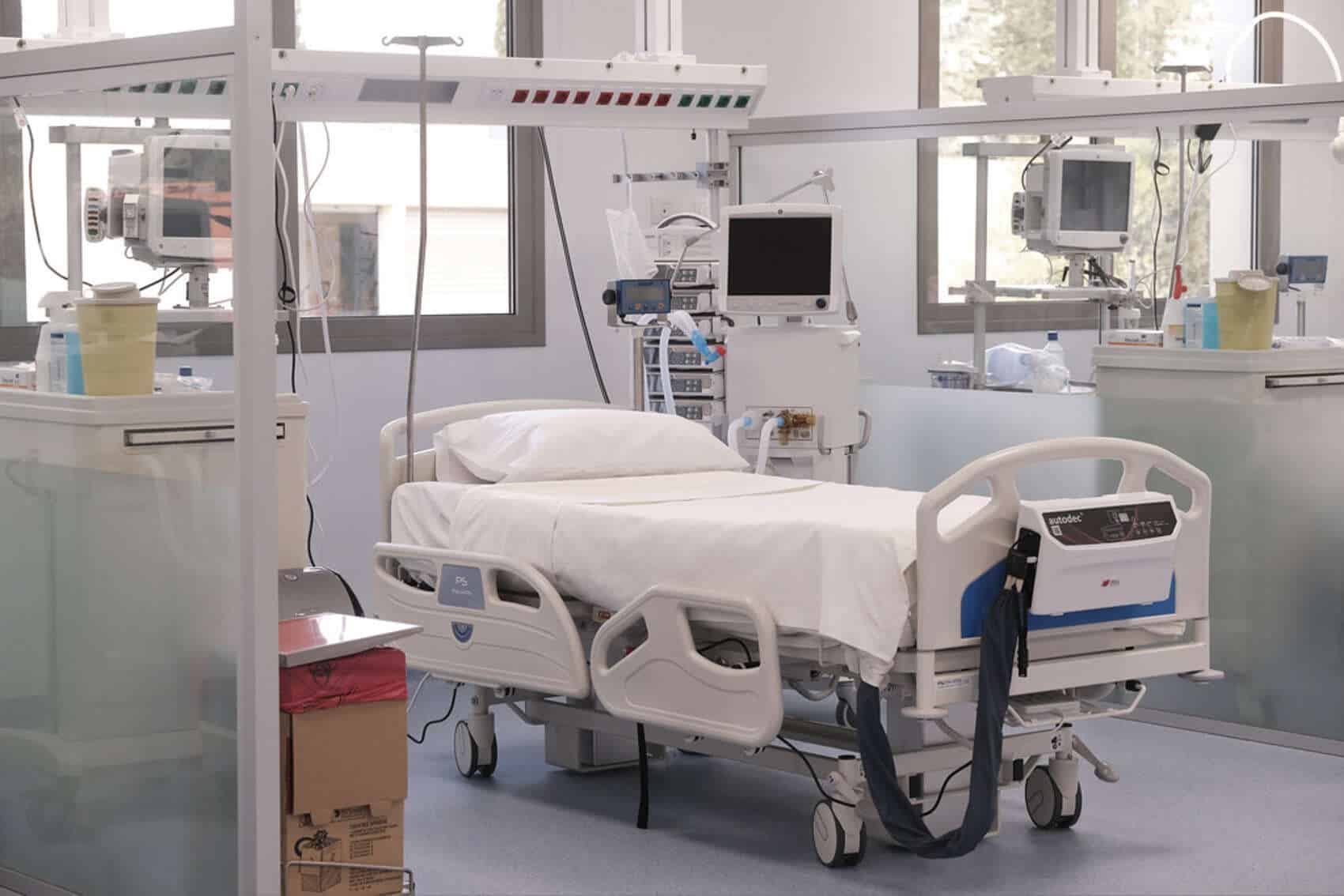 Beds of a Greek hospital.