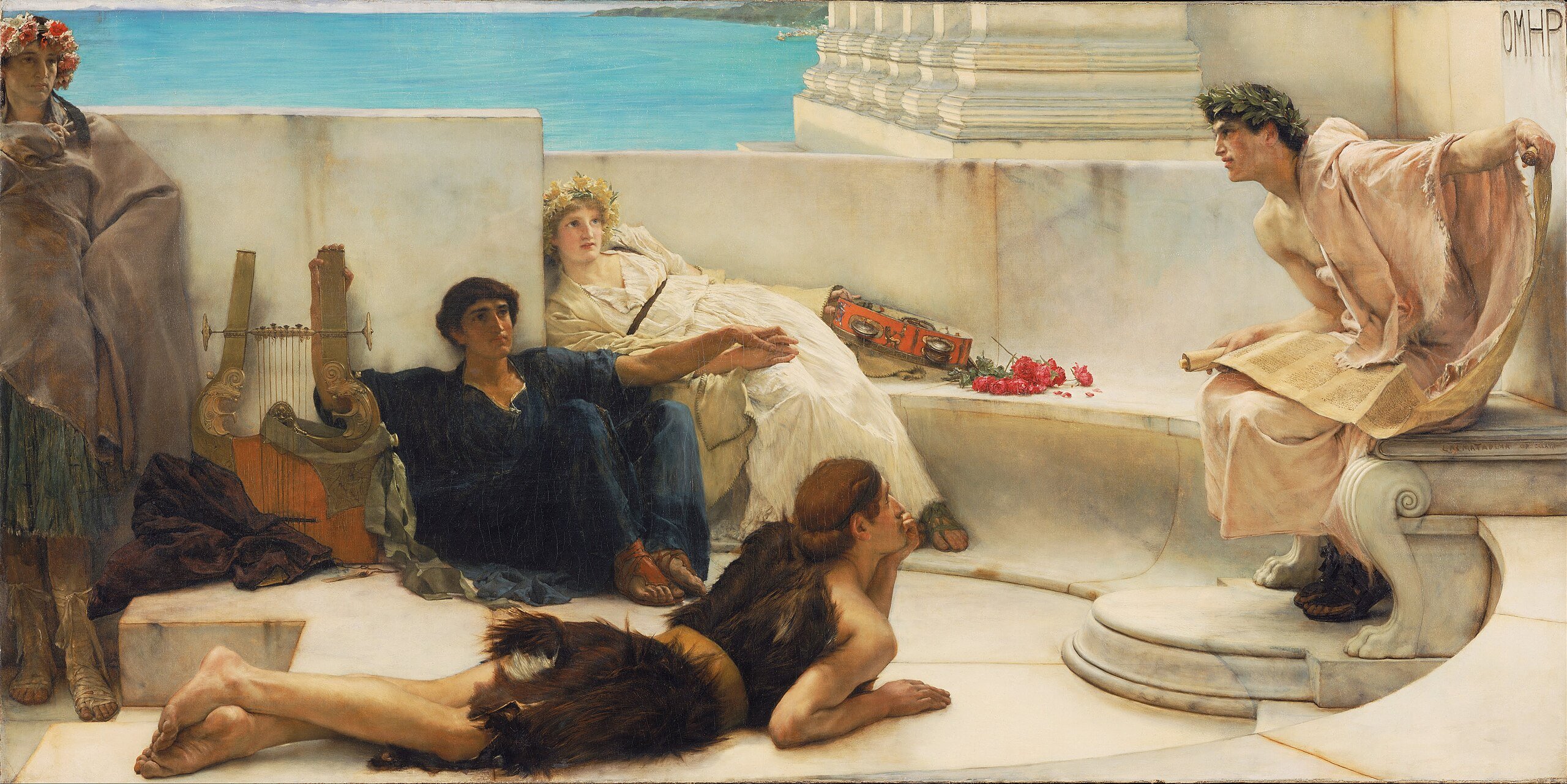 A Reading of Homer, by Lawrence Alma Tadema, 1885