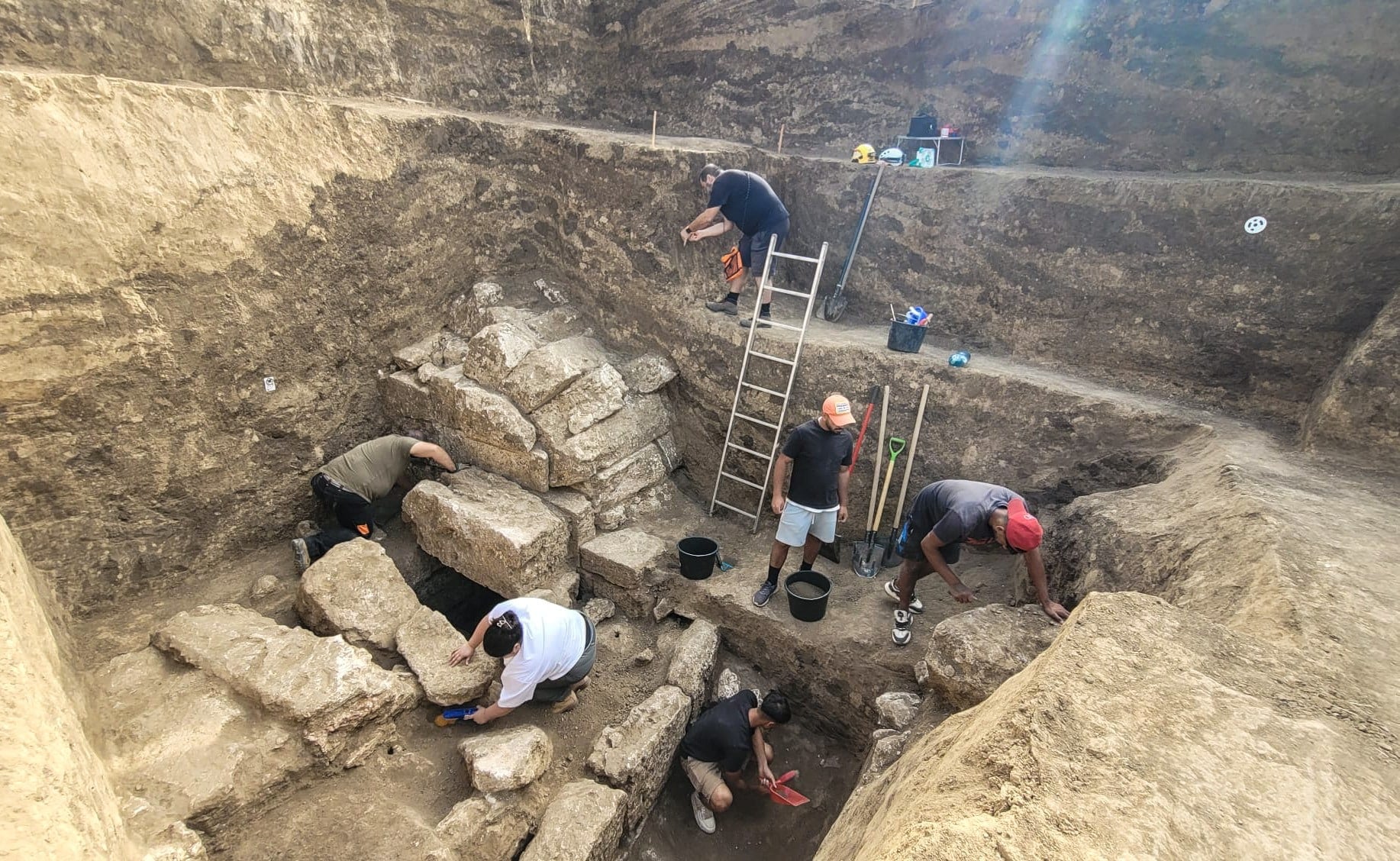 Archaeologists at a dig in Mangalia, Romania, where a Greek tomb was found