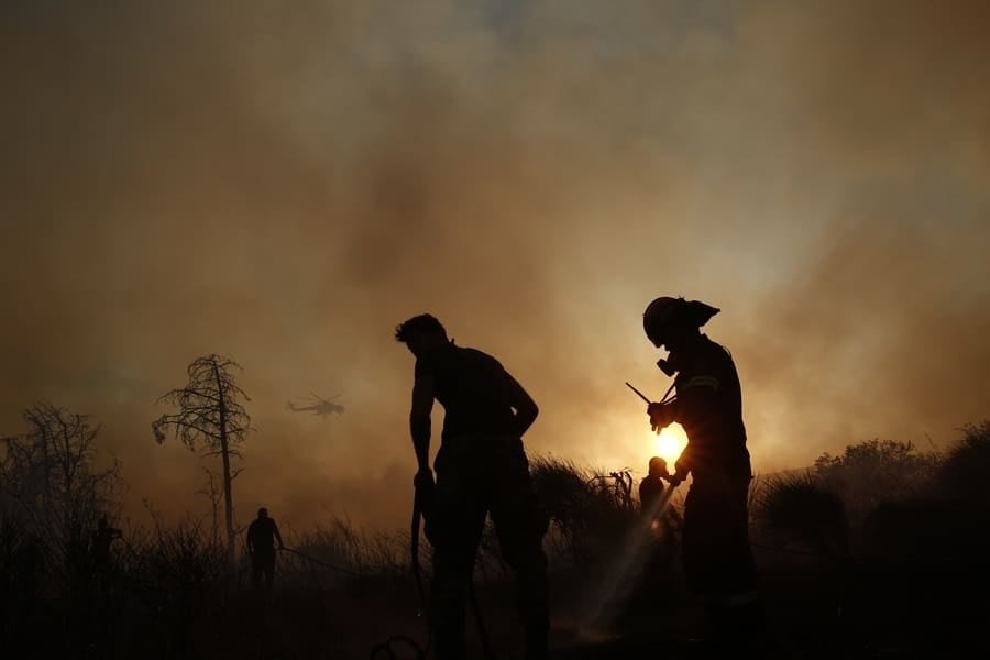 Firefighters at Kryoneri, Attica