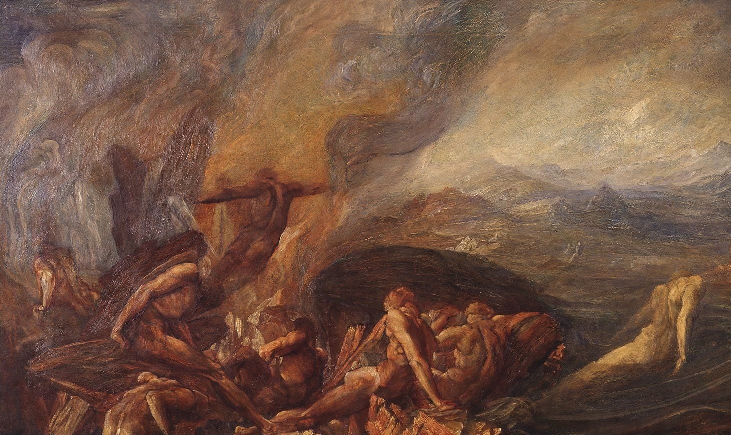 Painting "Chaos" by George Frederic Watts, depicting swirling figures and forms in a dark, primordial scene. Credit: Wikimedia Commons, Public Domain
