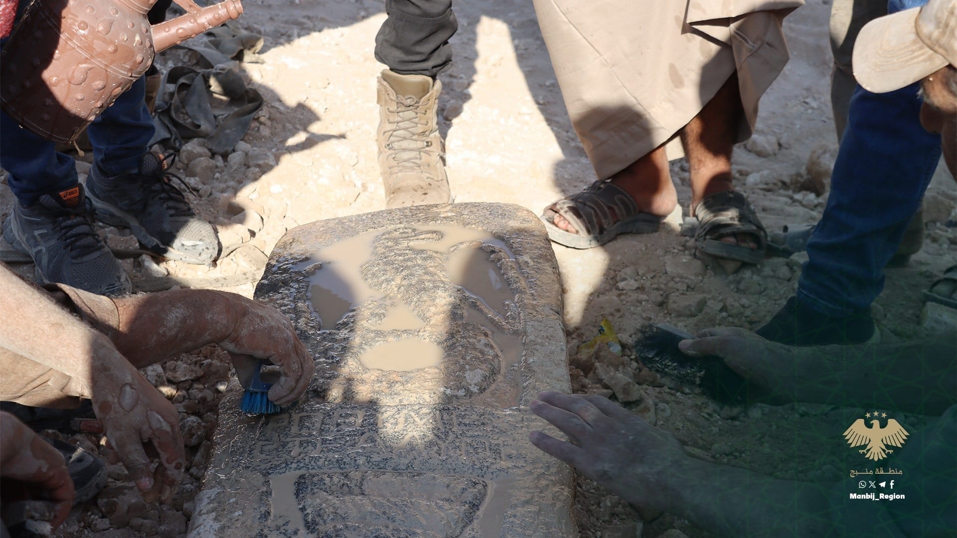 Discovery of Roman stele with Greek inscriptions in Manbij, Syria.