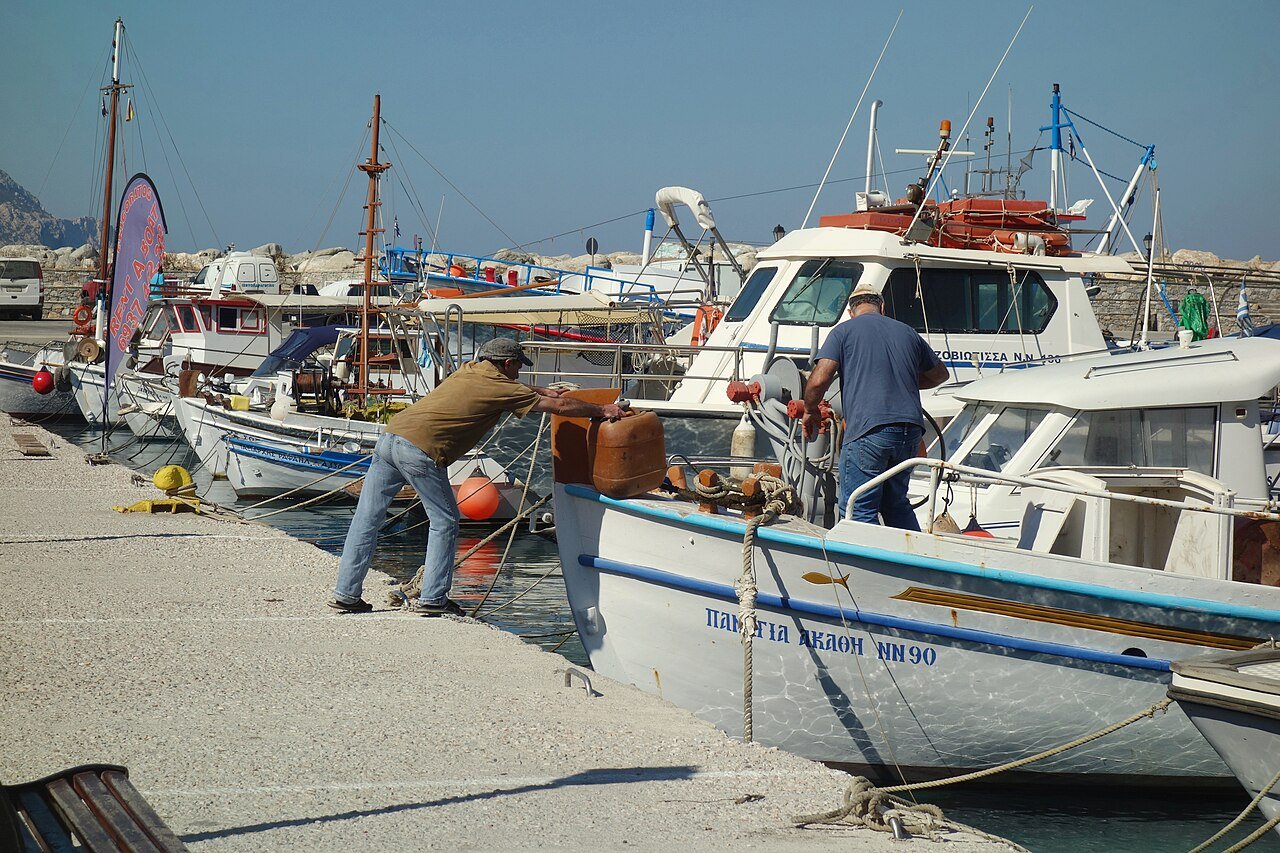Fishermen in Ormos Aigialis, Amorgos, Greece