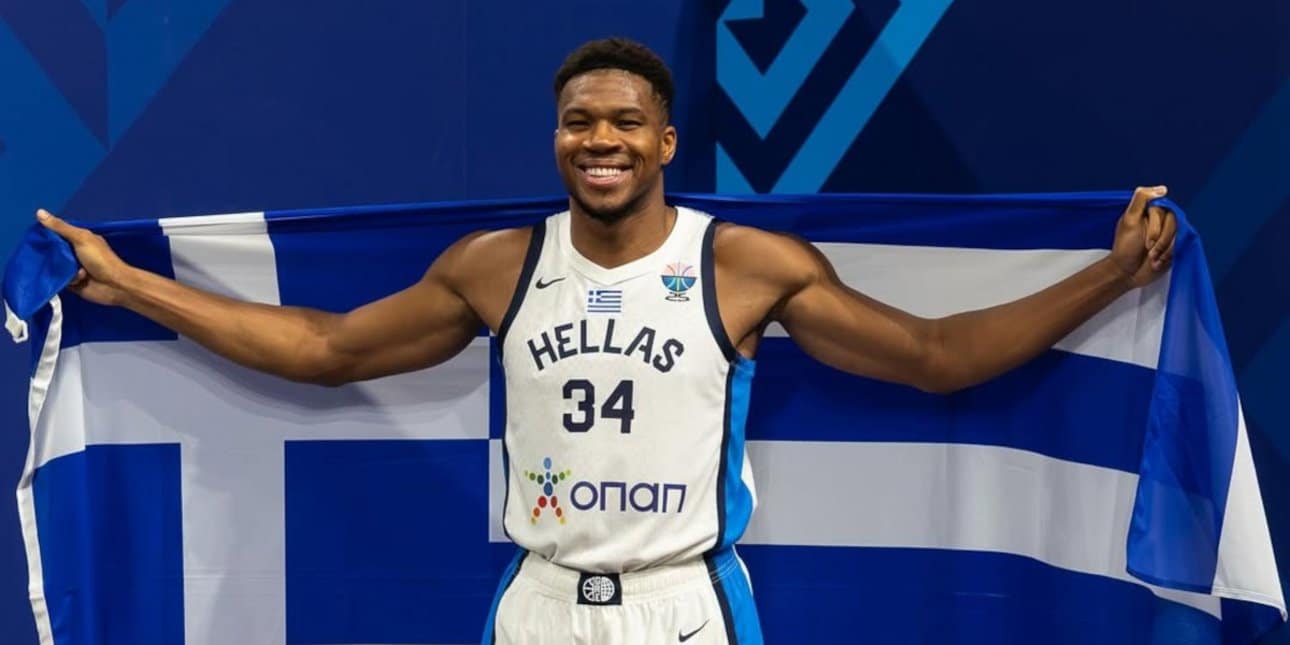 Giannis Antetokounmpo playing in the Eurobasket for Greece