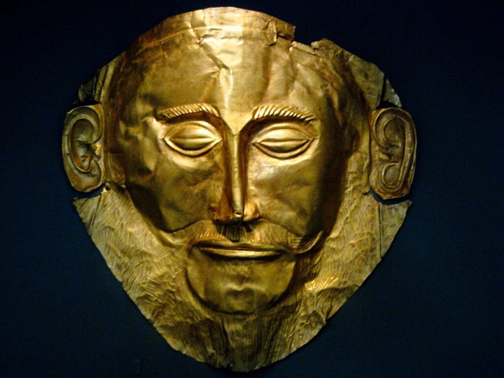 Gold death-mask, 16th century BC