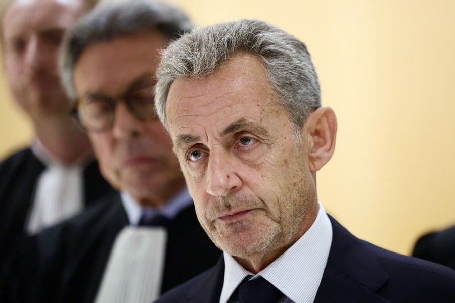 Former French president   Nicolas Sarkozy leaves the courthouse successful  Paris
