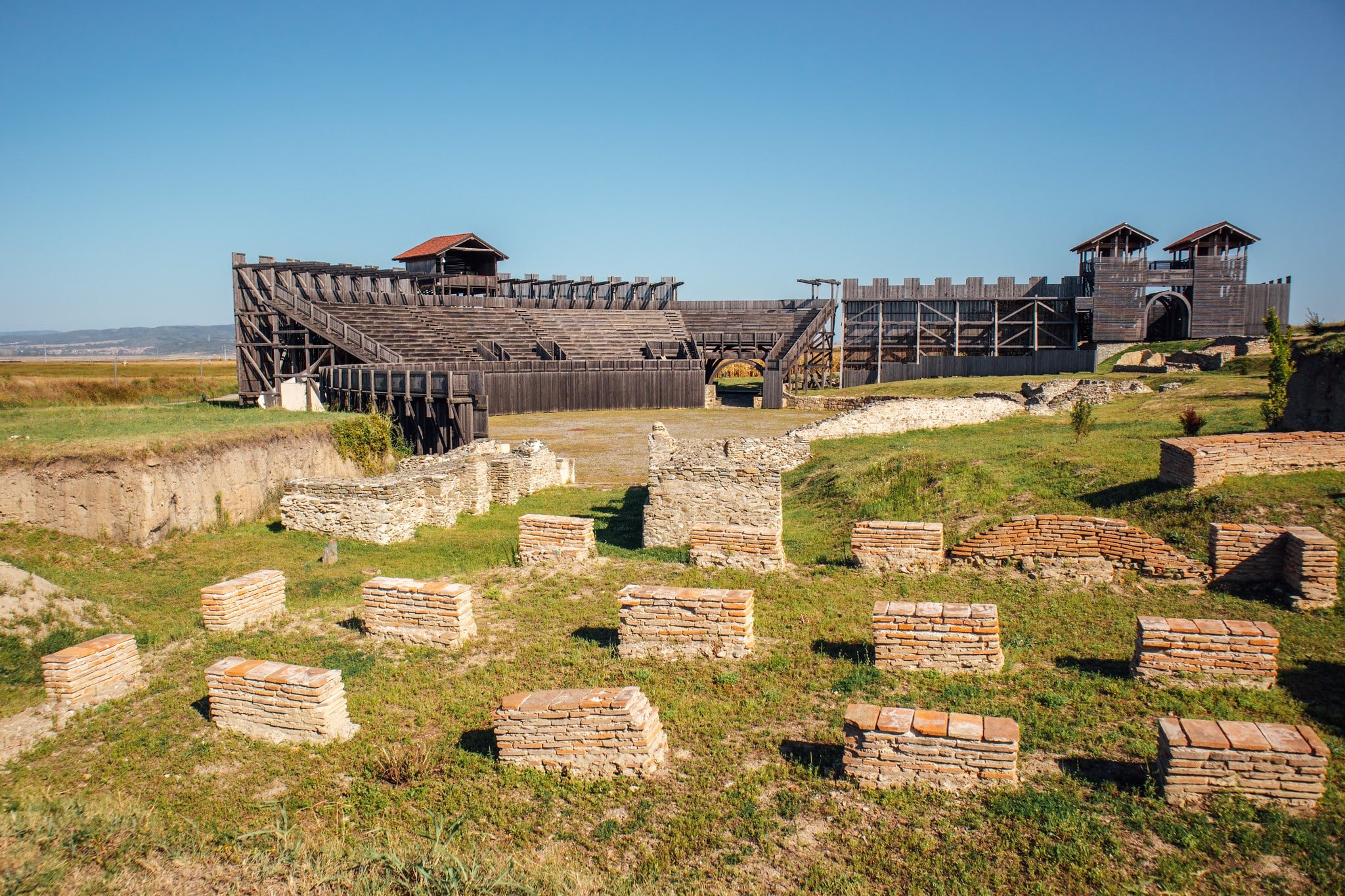 Reconstructed ancient amphitheater in Viminacium