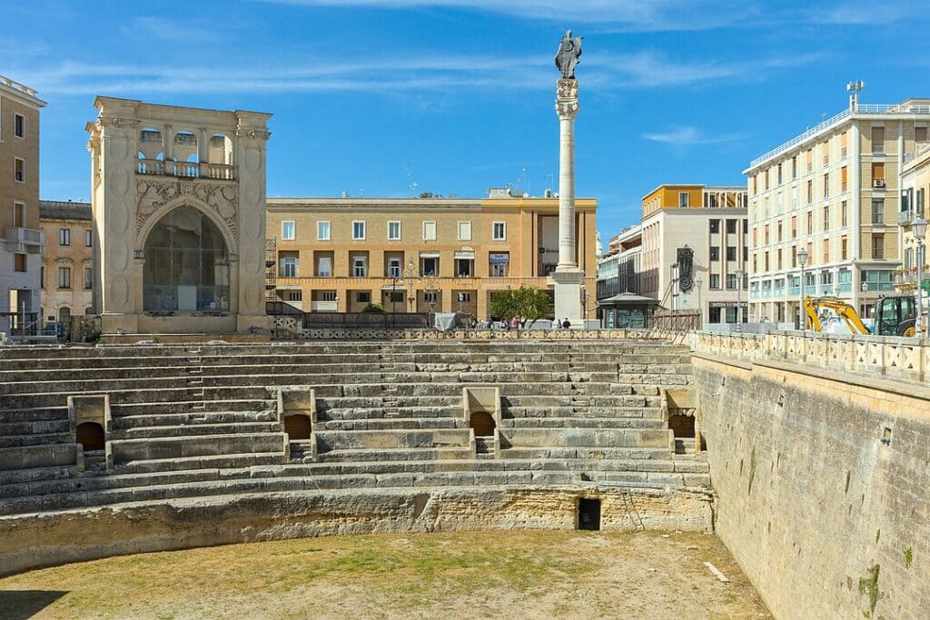 The Roman amphitheater in Lecce, Italy. How did Roman architecture transform Greek ideals?
