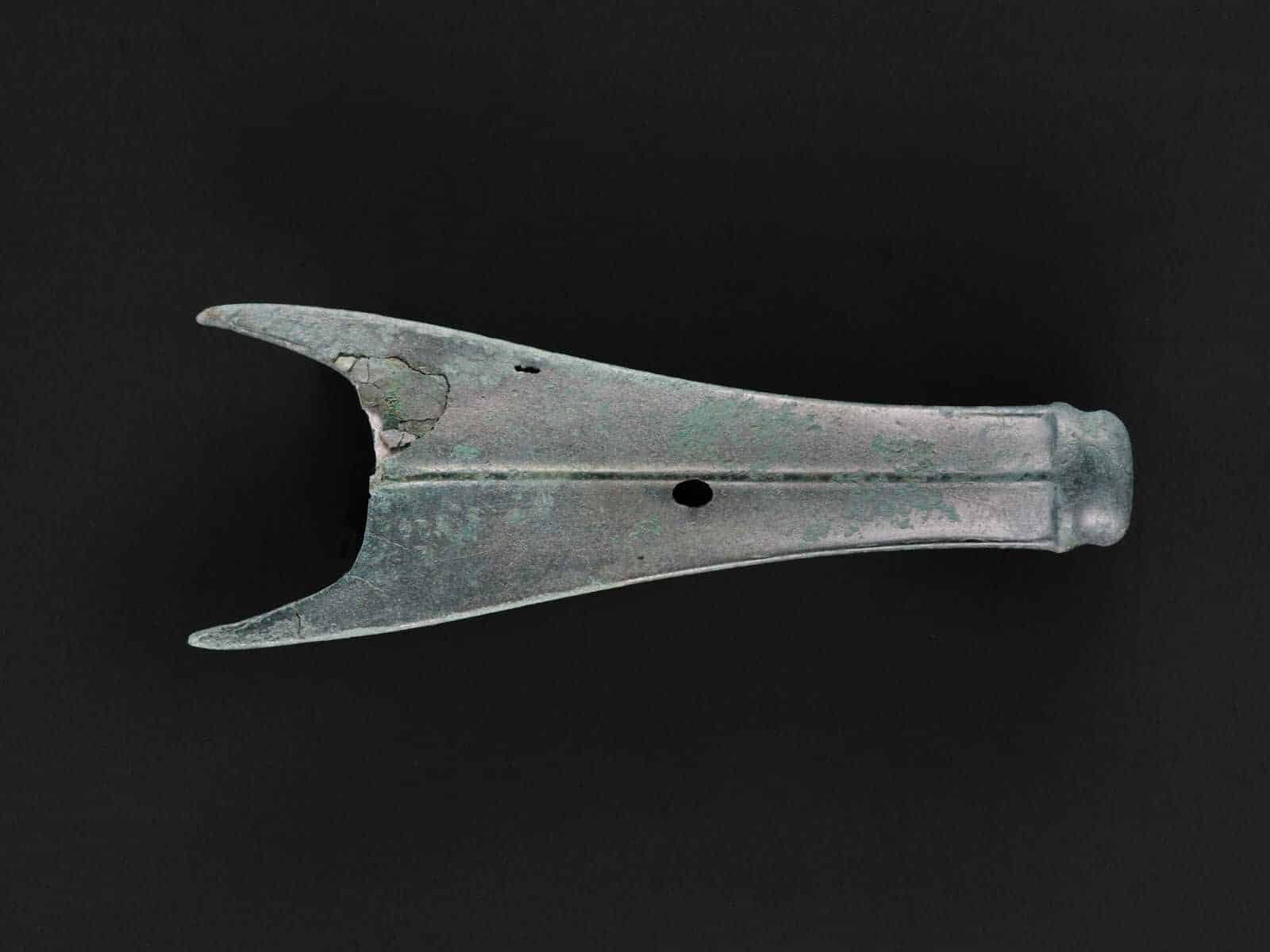 Bronze chape for a sword scabbard from the Peebles Hoard